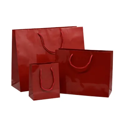 Sacs pelliculés à l'italienne rouge brillant - Grand Modèle - Sacs pelliculés poignées cordelette-2