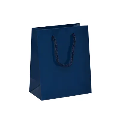 Sacs pelliculés bleu marine brillant - Petit Modèle - Sacs pelliculés poignées cordelette