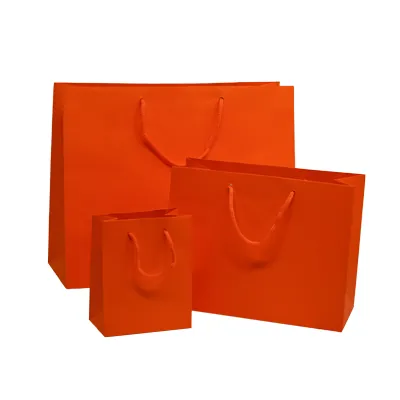 Sacs pelliculés orange passion mat - Petit Modèle - Sacs pelliculés poignées cordelette-2