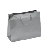 Sacs pelliculés argent mat - 32,5 + 12,5 x H 26 cm - Sacs pelliculés poignées cordelette
