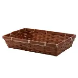 Corbeille bambou rectangulaire marron 33 x 21 x 7 cm, paquet de 10