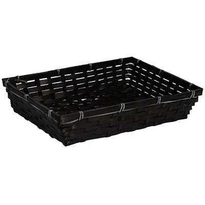 Corbeille bambou rectangulaire noir 36 x 26 x 7 cm, paquet de 10 - Corbeilles bambou