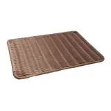 Plateau rectangulaire tressé plastique marron 38 x 26 x 1 cm - Vanneries