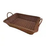 Corbeille rectangulaire tressé avec anses marron 49 x 35 x 17 cm plastique - Vanneries