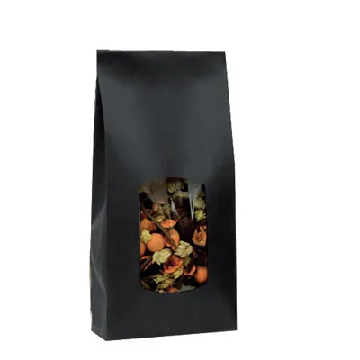 Sac SOS kraft noir avec fenêtre 850 ml 13,5 x 7,5 x 31,5 cm - Sachet SOS - Lot de 100 - Sacs SOS avec fenêtre