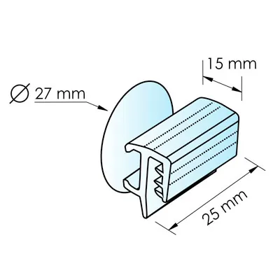 Grippeur stop-rayon en T sur ventouse 25x16mm - Grip stop-rayon facing - Transparent – Paquet de 20 - Stop-rayon-2