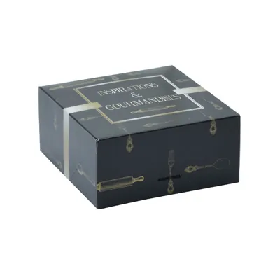 Boîte pâtissière carton noir 22 x 22 x 8 cm Inspirations et gourmandises - Boîte traiteur - Lot de 50 - Boîtes pâtissières, Caissettes pâtissières