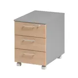 Caisson mobile Jazz+ 3 tiroirs de rangement avec verrouillage simple 42 x 60 x H 60 cm - Hêtre ambré - Caissons de bureau, Armoires de bureau
