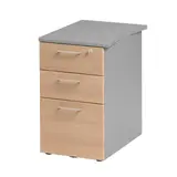 Caisson bout de bureau Jazz 3 tiroirs réversible verrouillage simple 45 x 61 x H 74 cm - Hêtre ambré - Caissons de bureau, Armoires de bureau