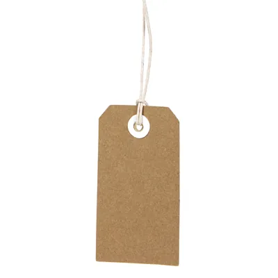 Étiquette américaine kraft angles biseautés avec lien ficelle – Format 4,5 x 8 cm - Etiquettes américaines