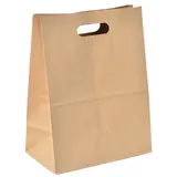 Sac kraft brun poignées découpées 27 x 15,5 x 35,5 cm 100g - Paquet de 250 - Sacs kraft poignées découpées