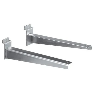 Console pour tablette bois ou verre en métal chromé pour panneau rainuré L 20 cm - Gris - La paire - Consoles pour tablettes