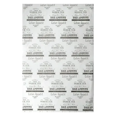 Papier ingraissable alimentaire 24 x 36 cm Blanc impression Noire - Papier paraffiné - Paquet de 1000 - Films, papiers ingraissables et sachets papier alimentaires
