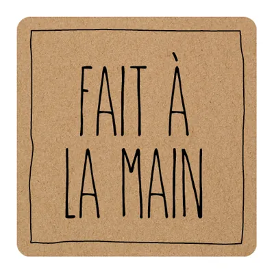 Étiquette adhésive Fait à la main 35 x 35 mm Kraft - Boîte de 500 - Étiquettes cadeaux adhésives