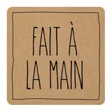 Étiquette adhésive Fait à la main 35 x 35 mm Kraft - Boîte de 500 - Étiquettes cadeaux adhésives
