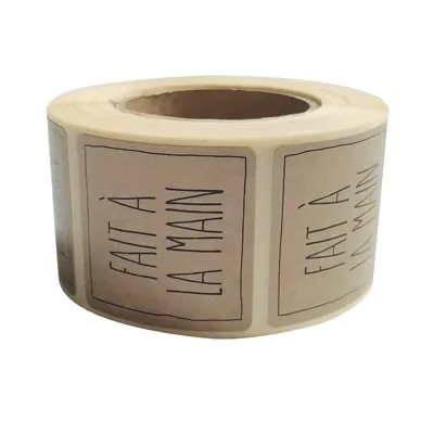 Étiquette adhésive Fait à la main 35 x 35 mm Kraft - Boîte de 500 - Étiquettes cadeaux adhésives-2