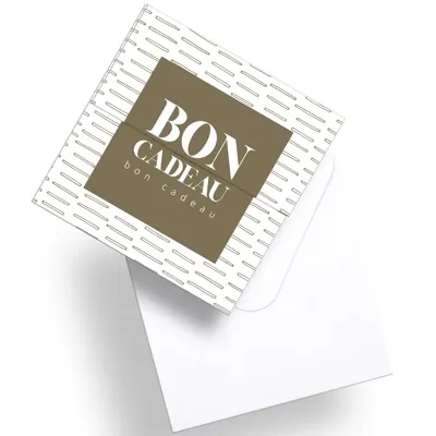 Bon cadeau brun / blanc 12 x 12 cm avec enveloppe - Bons cadeaux