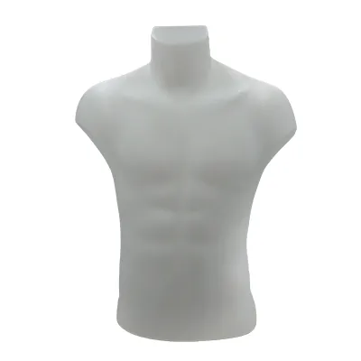 Buste homme plastique H 60 cm - Torse homme - Blanc - Bustes mannequins hommes-2