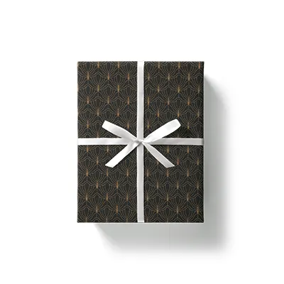 Papier cadeau Art Déco couché blanc 70 cm x 50 m, noir / or, 80 g/m² - Papier cadeaux couchés à motifs-3