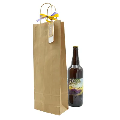 Sac bouteille kraft brun vergé 14 x 8 x 39 cm 100 g/m² – Sac cadeau bouteille – 1 bouteille - Paquet de 50 - Sacs bouteilles-2