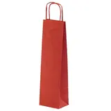 Sac bouteille kraft rouge poignées torsadées 14 x 8 x 39 cm 100 g/m² – Sac cadeau bouteille – 1 bouteille - Paquet de 50