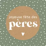 Étiquettes cadeaux adhésives Joyeuse Fête des Pères 35 x 35 mm Vert / Brun - Boîte de 500 - Étiquettes cadeaux adhésives