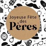 Étiquette cadeau adhésive Joyeuse Fête des Pères 35 x 35 mm Blanc / Noir - Boîte de 500 - Étiquettes cadeaux adhésives