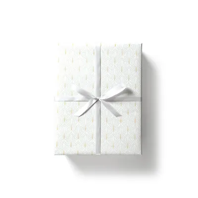 Papier cadeau Art Déco couché blanc 70 cm x 50 m, blanc / or, 70-80 g/m² - Papier cadeaux couchés à motifs-3