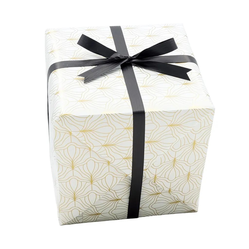 Papier cadeau Art Déco couché blanc 70 cm x 50 m, blanc / or, 70-80 g/m² - Papier cadeaux couchés à motifs-4