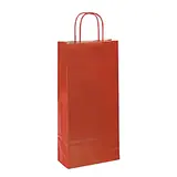 Sac bouteille kraft rouge poignées torsadées 18 x 8 x 39 cm 100 g/m² – Sac cadeau bouteille – 2 bouteilles - Paquet de 50 - Sacs bouteilles