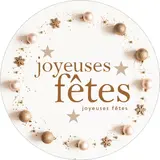 Étiquettes cadeaux adhésives “Joyeuses Fêtes” couronne or/blanc Ø 35 mm – Paquet de 500 - Étiquettes Noël