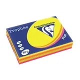 Papier A4 couleurs fluo assorties 80g Clairefontaine Trophée - Ramette de 500 feuilles - Feuilles fluo