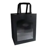 Sac kraft à fenêtre Delicatessen noir 18+8 x H 23 cm poignées plates – Paquet de 10 - French Days