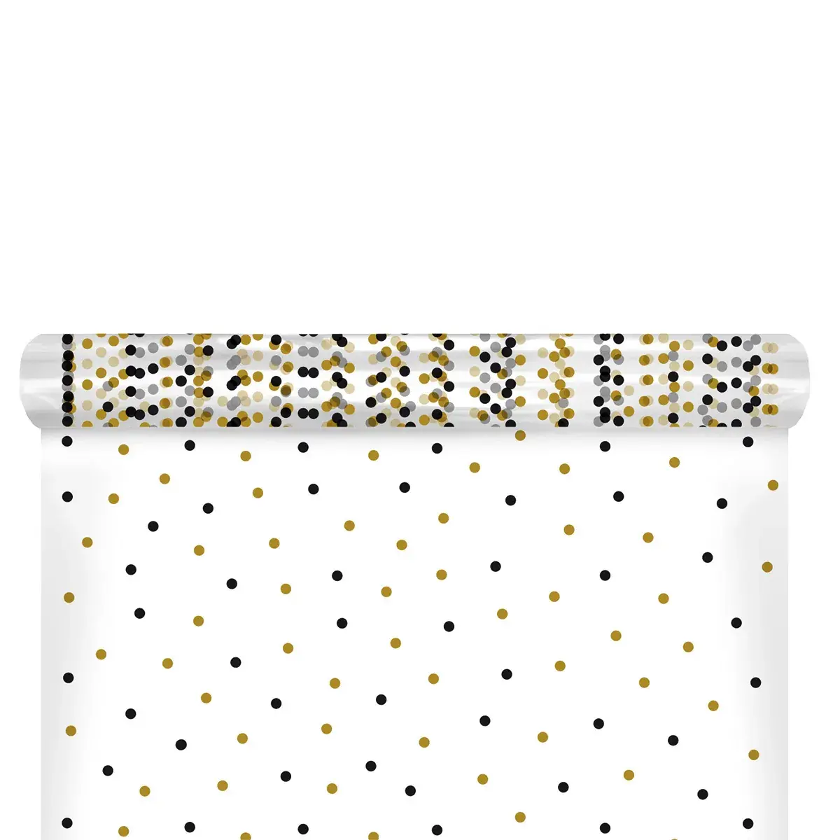 Film fleuriste - Film polypropylène à pois or et noir 80 cm x 120 m 40µ - Films polypropylène à motifs
