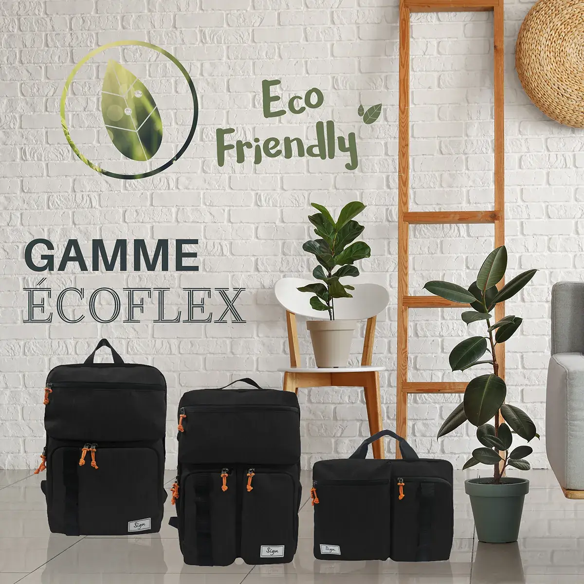 Sac à dos ordinateur 15.6 Sign EcoFlex noir recyclé 45x30cm - Porte-blocs, Sacoches, Trolleys-2