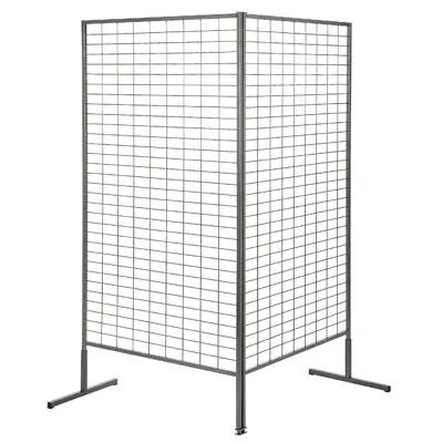Grille d'exposition sur pied 100 x 187,5 cm Métal - Présentoir grille - Gris Martelé - Présentoirs grilles-4