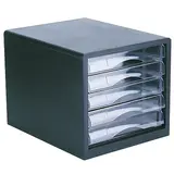 Organiseur de bureau - Module de classement A4 5 tiroirs noir / transparent - Modules de classement