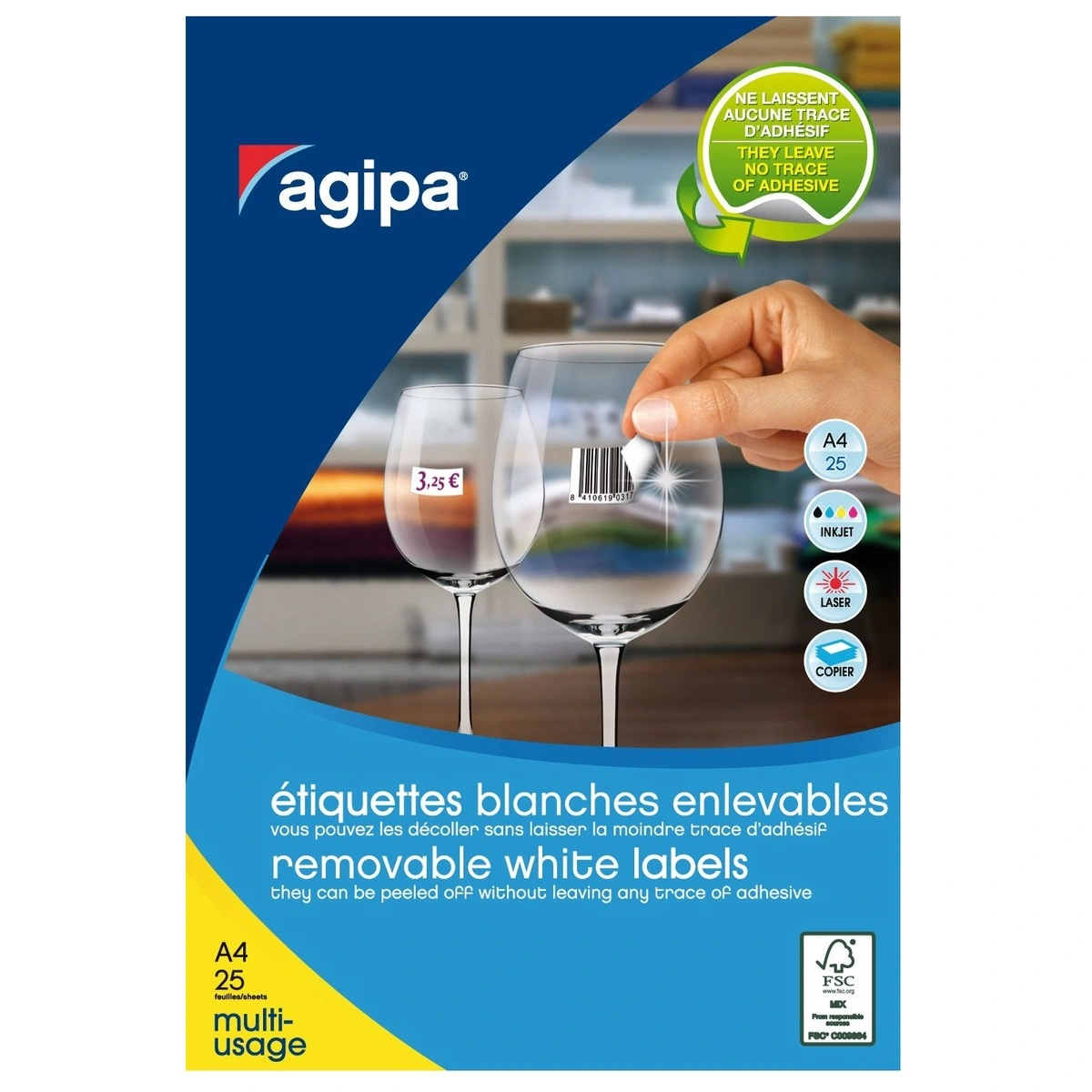 Étiquettes adhésives amovibles  - Étiquettes adhésives neutres