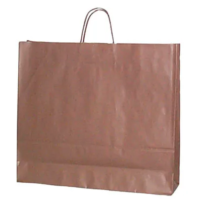 Sac kraft chocolat à poignées torsadées 55+15x49cm 120g/m² (x25) - Sacs kraft couleur poignées torsadées