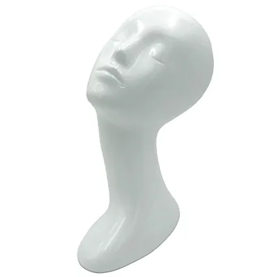Tête mannequin femme abstrait H 33 cm Fibre de verre - Tête pour perruque, chapeau - Blanc laqué - Têtes mannequin, têtes à perruque