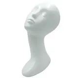 Tête mannequin femme abstrait H 33 cm Fibre de verre - Tête pour perruque, chapeau - Blanc laqué - Têtes mannequin, têtes à perruque