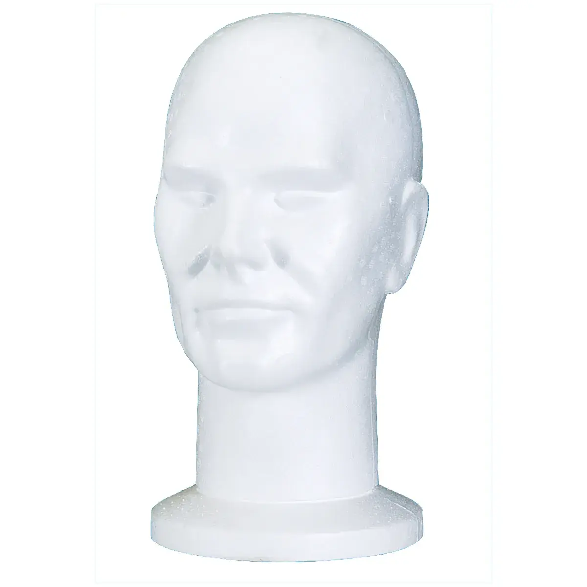 Tête mannequin homme polystyrène H 31,5 cm - Tête pour perruque, chapeau - Blanc - Têtes mannequin, têtes à perruque