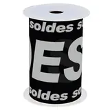Banderole Soldes 15 cm x 10 m noir/argent plastique - Affichage Soldes - Banderoles soldes et déstockage