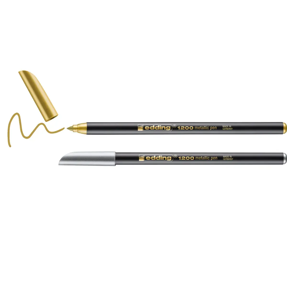 Feutres de coloriage Edding e-1200 - Pointe ogive 1-3 mm - Or / Argent- Lot de 2 - Stylos feutres