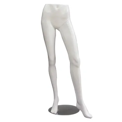 Jambes femme sur base métal chromé H 108 cm - Jambes mannequin vitrine - Blanc - Jambes et pieds