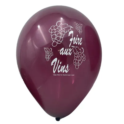 Ballon Foire aux vins latex ø 28 cm bordeaux impression blanche - Lot de 10 - Ballons et Accessoires de fête