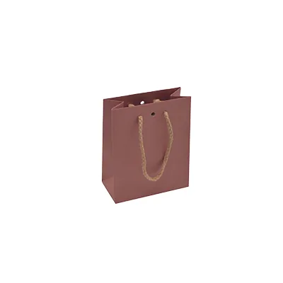 Sacs kraft Vieux rose avec poignées cordelettes - 12+6 x15 cm - Sacs kraft luxe-2