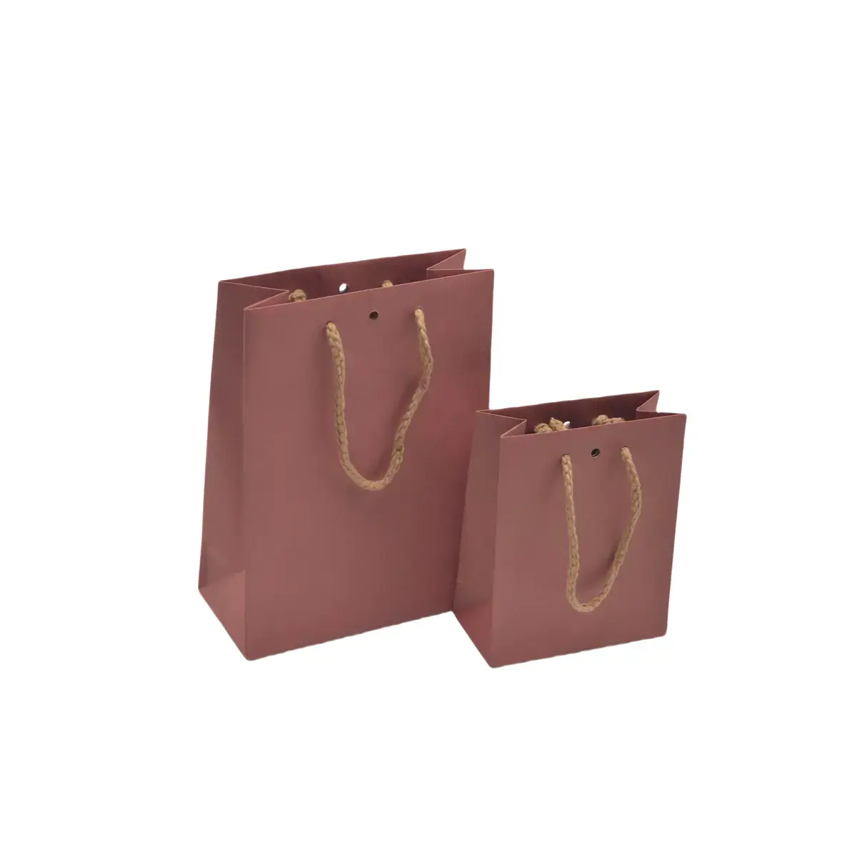 Sacs kraft Vieux rose avec poignées cordelettes - 12+6 x15 cm - Sacs kraft luxe-3