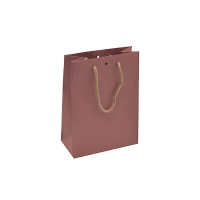 Sacs kraft vieux rose avec poignées cordelettes - 16 + 8 x H 22 cm - Sacs kraft luxe-2