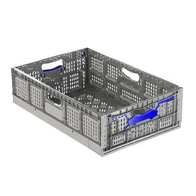 Cagette pliable - Caisse pliable plastique 33L 60 x 40 x 17,3 cm parois et fond ajourés poignées ouvertes polypropylène - Bacs à parois ajourées